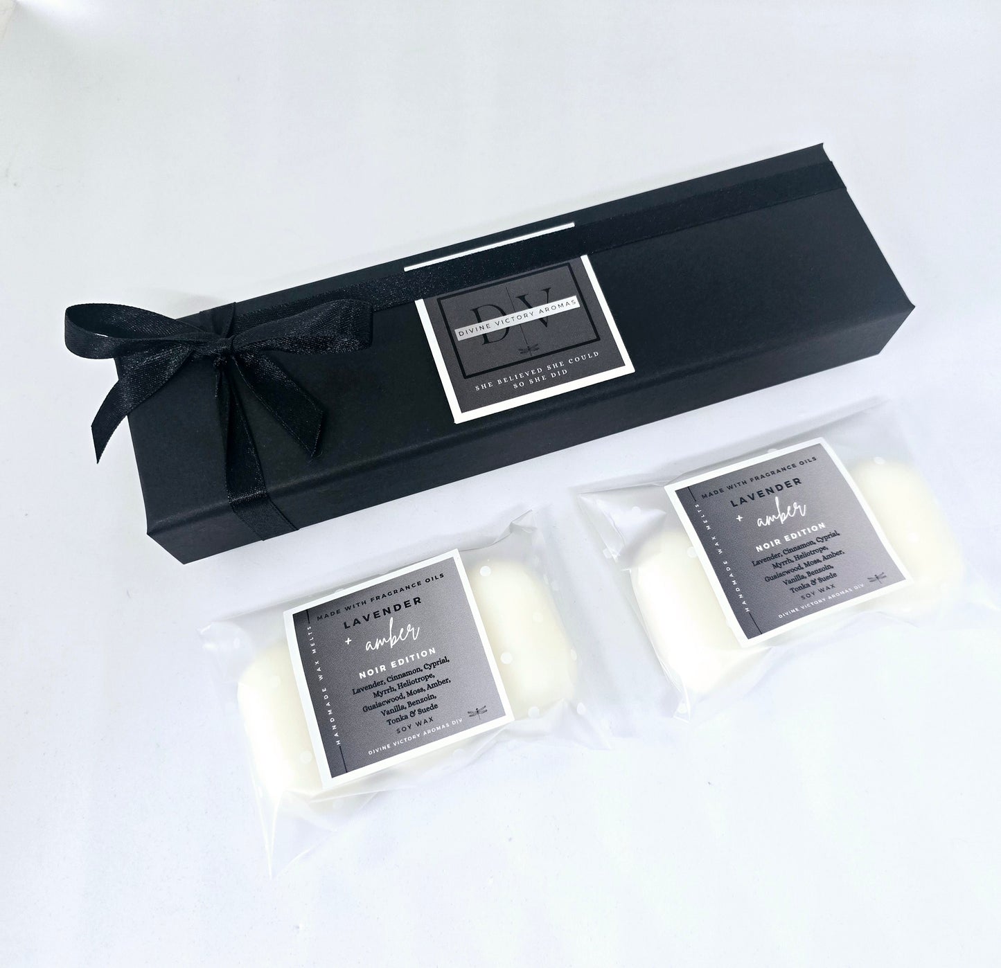 Lavender & Amber Fragrance Oils Soy Wax Melts Noir Edition