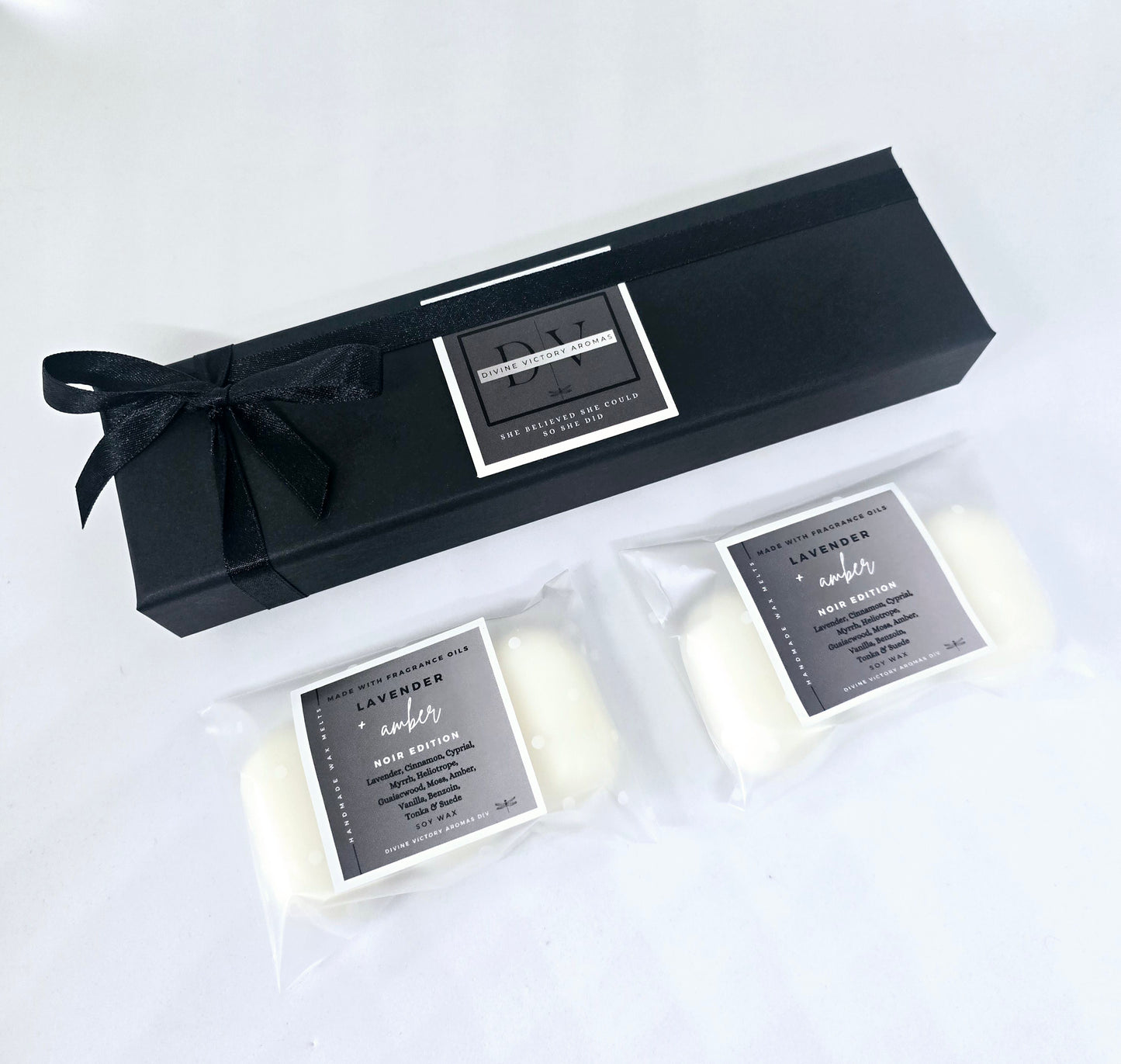 Lavender & Amber Fragrance Oils Soy Wax Melts Noir Edition