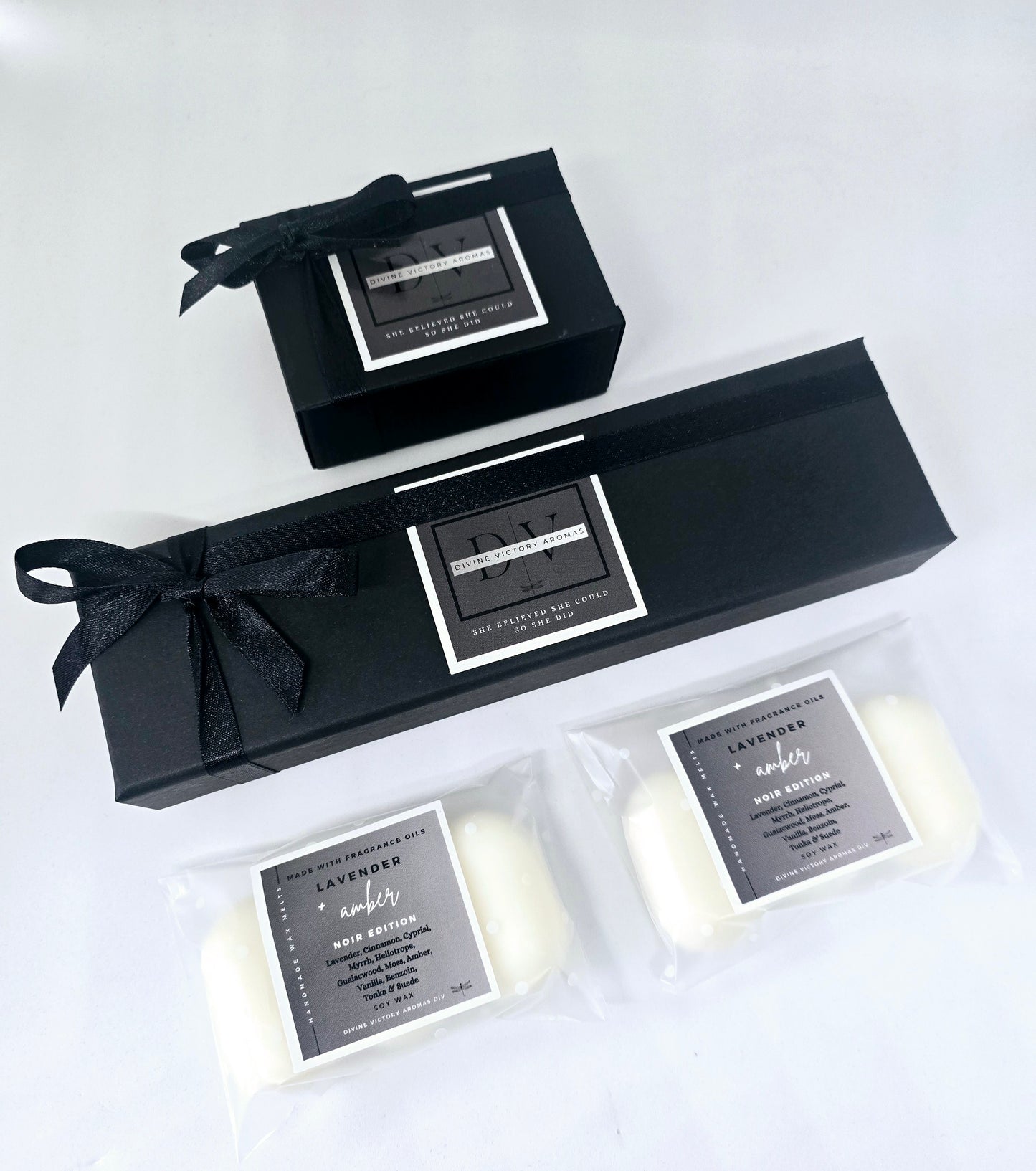 Lavender & Amber Fragrance Oils Soy Wax Melts Noir Edition