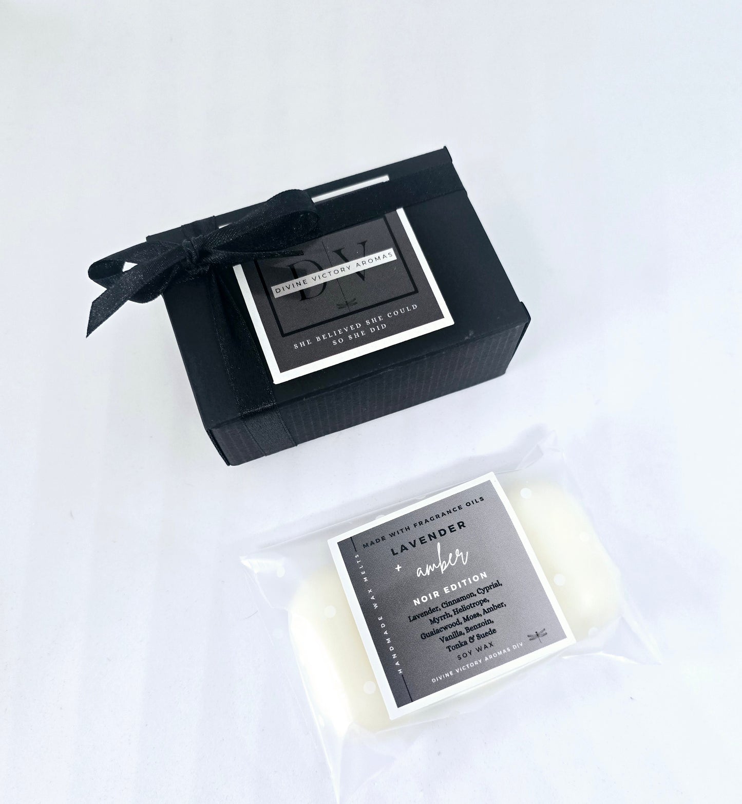 Lavender & Amber Fragrance Oils Soy Wax Melts Noir Edition