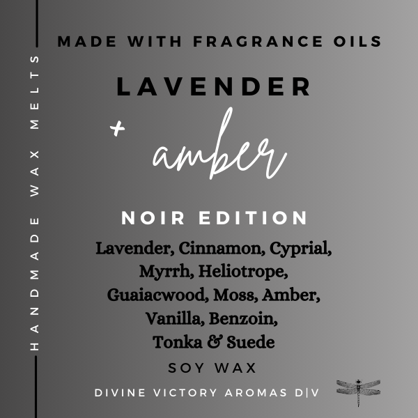 Lavender & Amber Fragrance Oils Soy Wax Melts Noir Edition